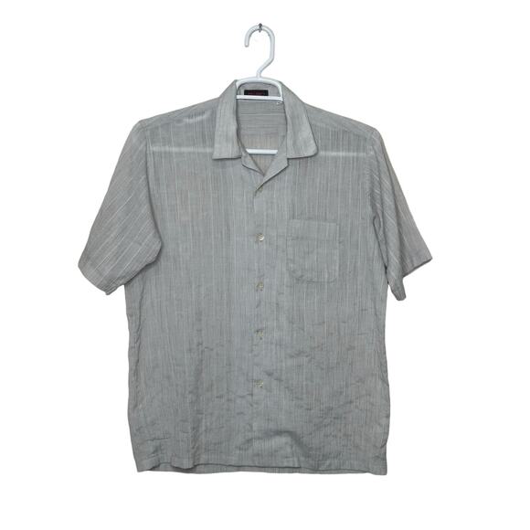 Yamaki Swan silver stripe lightweight short sleeves buttoned shirt size Large - Picture 1 of 5